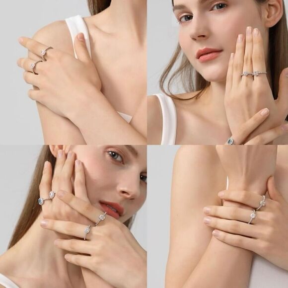 Sterling Silver 1 Carat High Carbon Pink Diamond Ring 14K Gold  Size 6 New - Picture 4 of 5